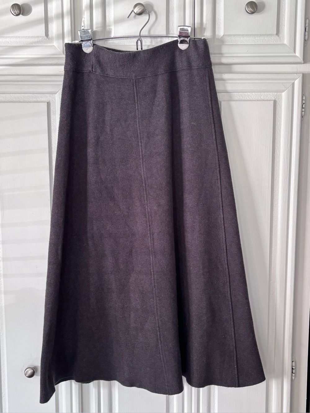 ZARA Classic A-Line Wool-Blend Knit Skirt in Dark Charcoal size M